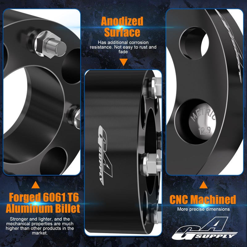 GAsupply فواصل عجلة GAsupply ATV 4x110 مقاس 2 بوصة، محولات عجلة ATV سوداء، فواصل محور 74 مم، 10؟ 1.25 مسامير متوافقة مع هوندا سوزوكي بومباردييه 4 عبوات - Image 4